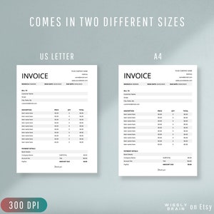 Editable Invoice Template Bundle in US Letter & A4, MS Word - MS Excel ...