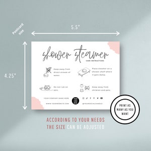Editable Shower Steamer Care Card Template, Shower Steamer Instructions ...