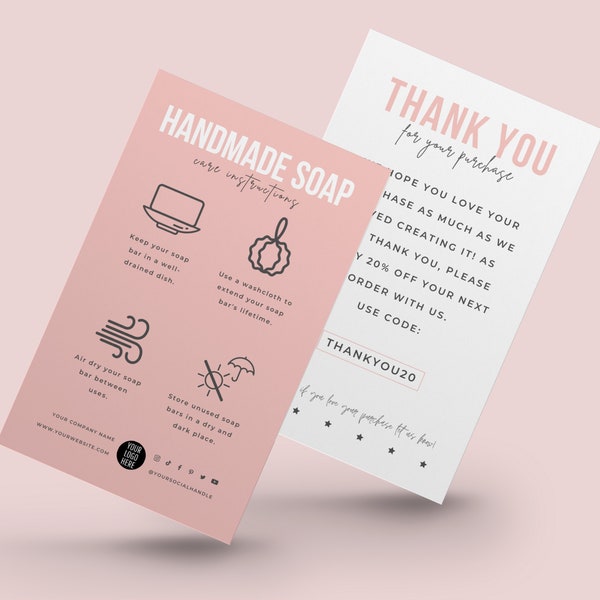 Editable Handmade Soap Care Card Template, Soap Bar Care Guide, Printable Fresh Soap Care Instructions