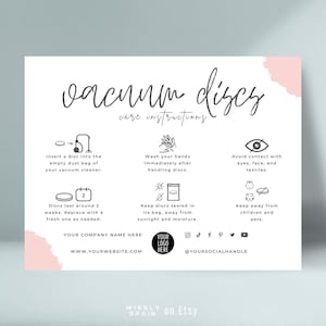 Vacuum Discs Care Card Template, Editable Scented Freshener Disc Instructions, Scented Hoover Discs, Printable Fragrance Rounds Safety Note