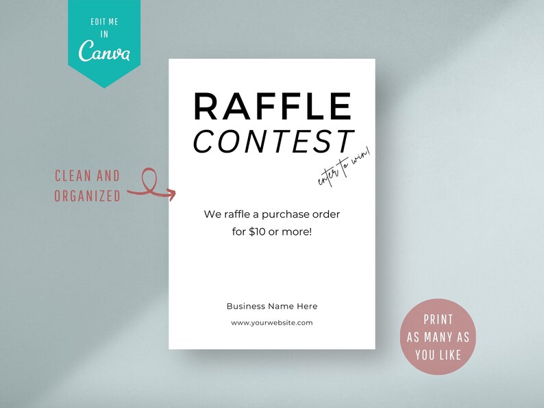 Editable Raffle Sign Template, DIY Enter to Win Poster, Business Event ...