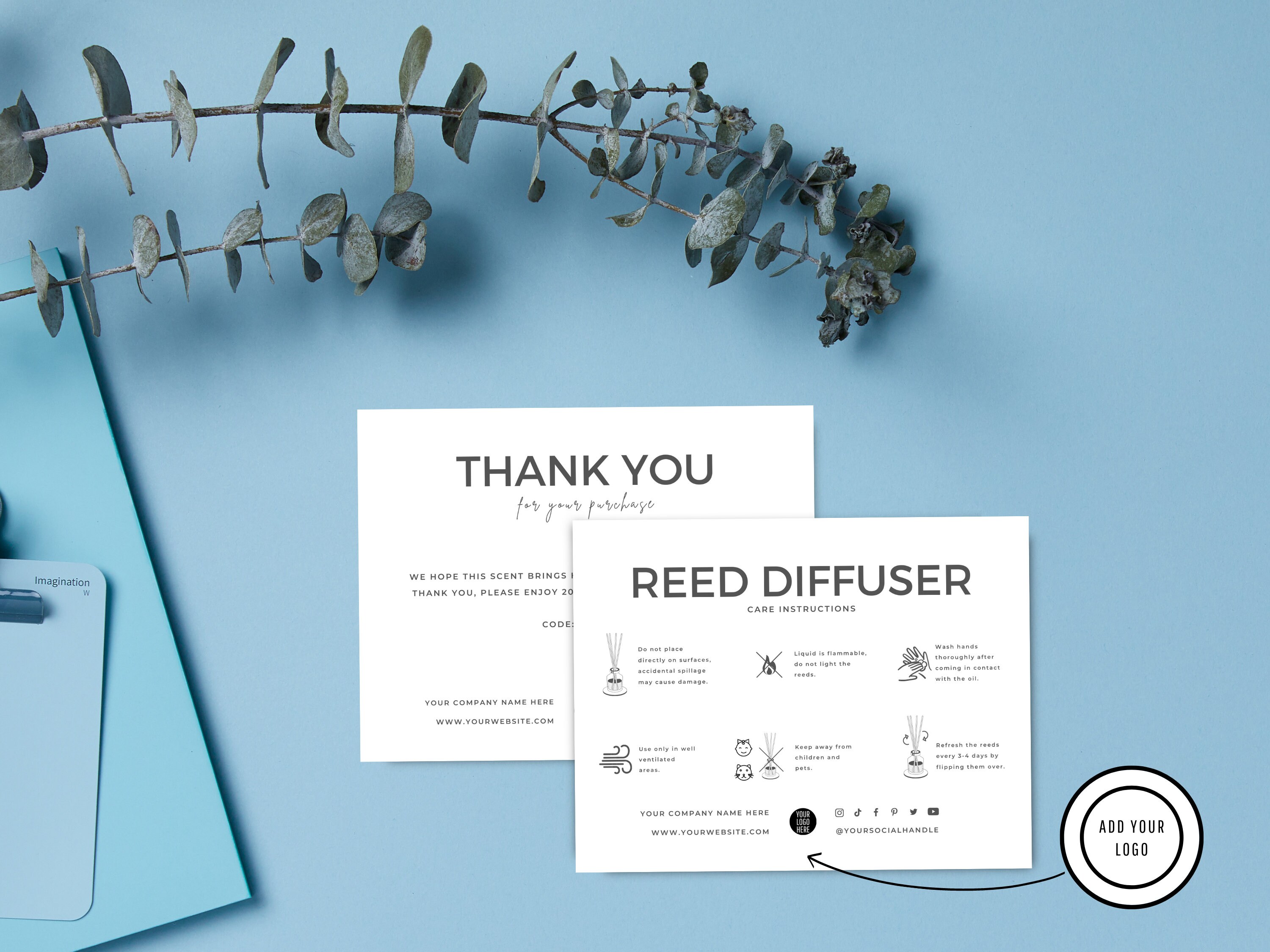 Editable Reed Diffuser Care Card Template, Printable Reed Diffuser Care ...