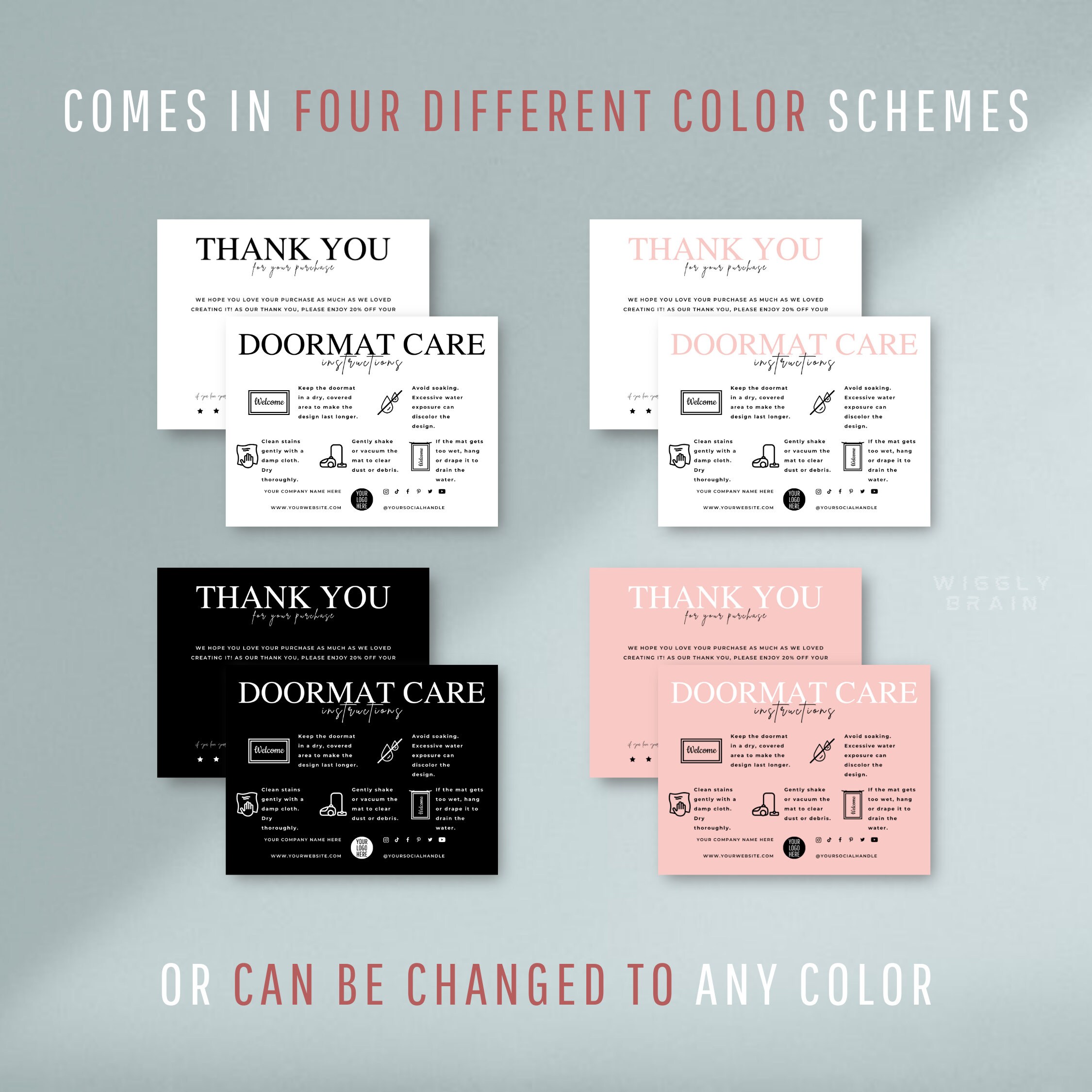 Doormat Flash Card.pdf Doormat Care Card Template, Editable Welcome Mat Care Guide ...