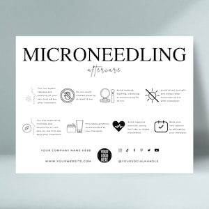 Microneedling Aftercare Card Template, Editable Facial Care Card, Facial Treatment Post Care Instructions, Collagen Induction Therapy