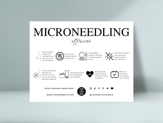 Microneedling Aftercare Card Template, Editable Facial Care Card, Facial Treatment Post Care Instructions, Collagen Induction Therapy