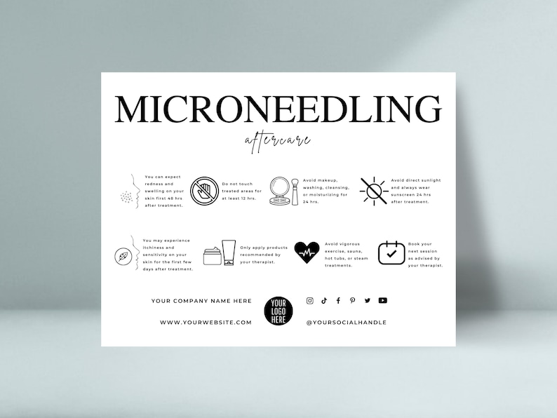 Editable microneedling aftercare card template