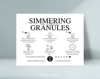 Simmering Granules Care Template, Editable Sizzlers Care Instructions, Printable Elegant Design Scented Crystals Safety Guide