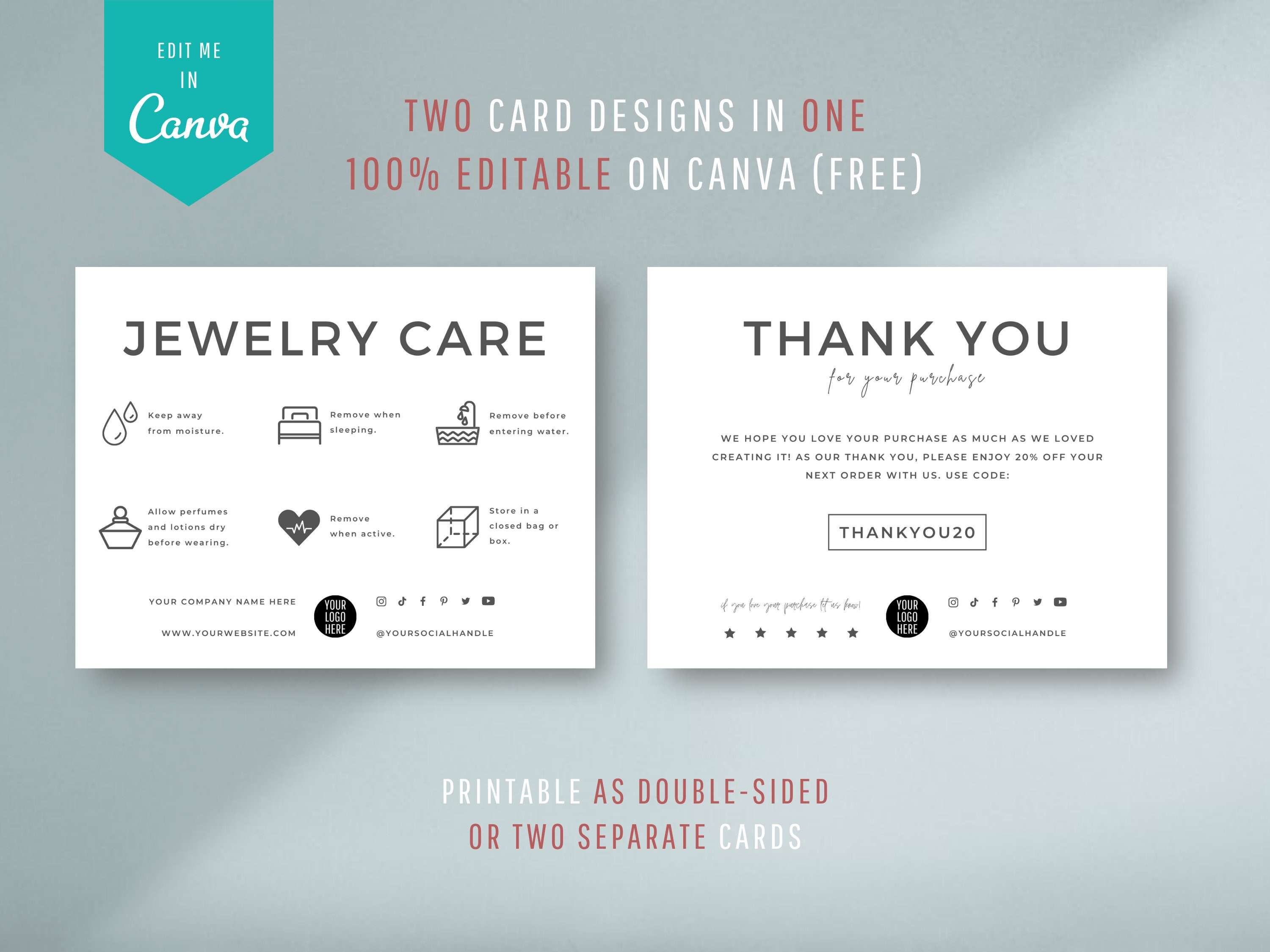 Jewelry Care Card Canva Template | Dusk