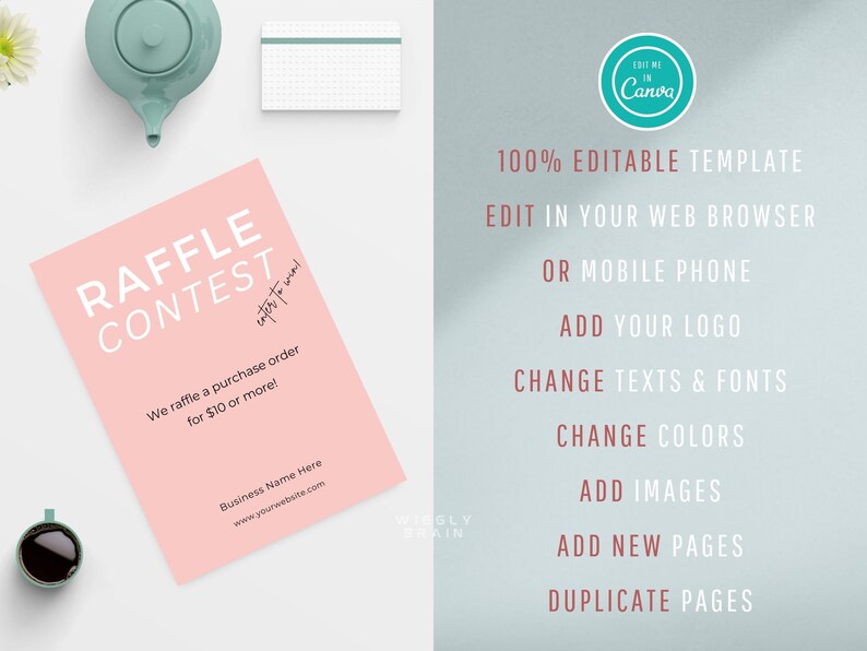 Monthly Raffle Text Editable Raffle Sign Template, DIY Enter to Win Poster, Business Event ...