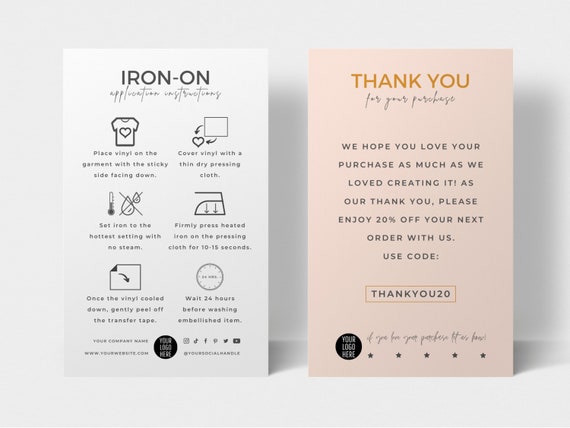 Iron-On Vinyl Decal Instructions Printable Card