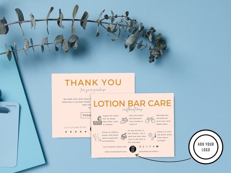 Lotion Lettering Lotion Bar Care Card Template, Editable Solid Lotion Application Guide ...