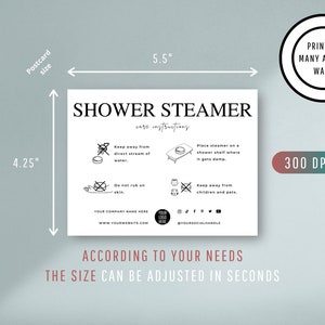 Shower Steamer Care Card Template, Editable Shower Steamer Instructions ...