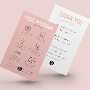 Editable Facial Aftercare Card Template, Facial Treatment Post Care Guide, Chic Esthetician Care Instructions