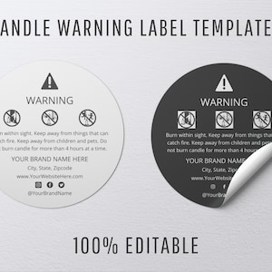 Candle warning label template