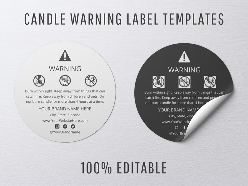 Candle warning label template