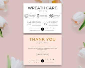 Wreath Care Card Template, Artificial Wreath Care Instructions, Editable Holiday Wreaths Care Guide, Minimalist Design Garland Storage Tips