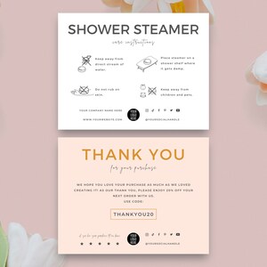 Editable Shower Steamer Care Card Template, Shower Steamer Instructions ...