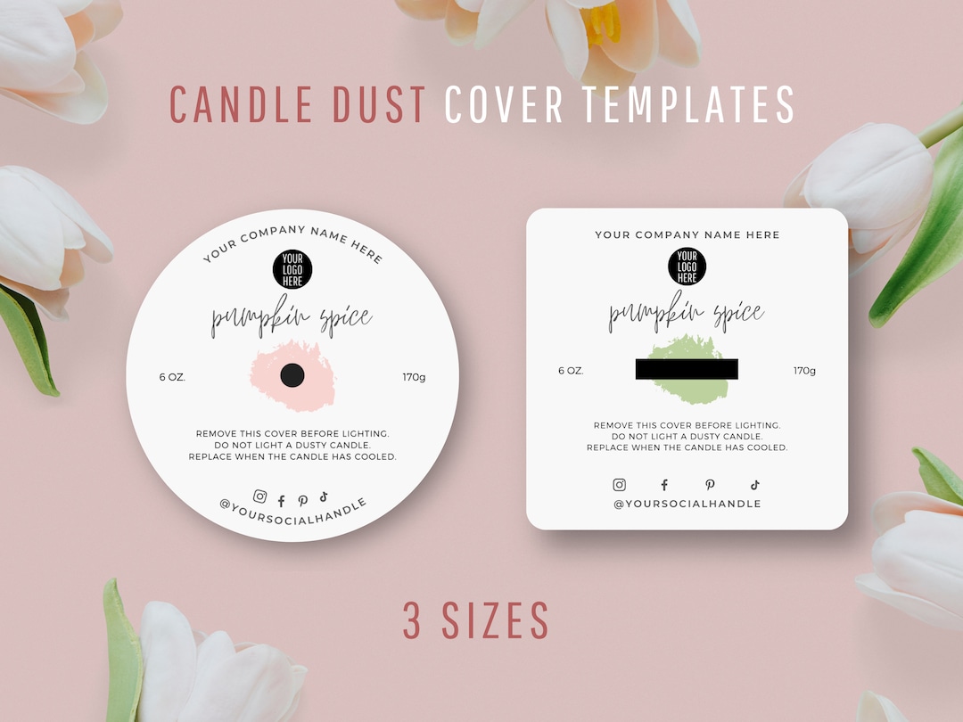 Printable Candle Dust Cover Template, Editable Candle Dust Covers, Minimalist Candle Dust Cover