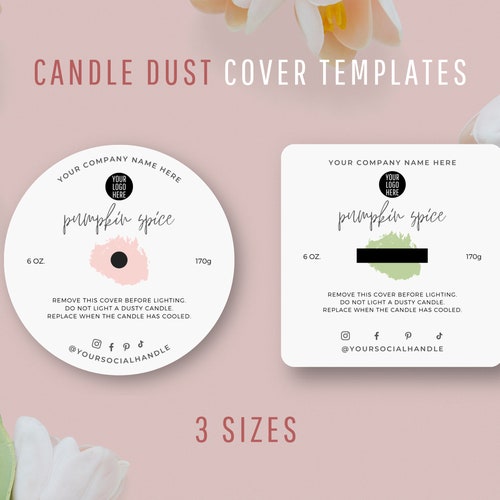 Printable Candle Dust Cover Template Editable Candle Dust Etsy