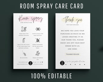 Edytowalny szablon karty pielęgnacji odświeżacza powietrza, instrukcje pielęgnacji odświeżacza powietrza, przewodnik po sprayach odświeżających powietrze, karta bezpieczeństwa sprayu