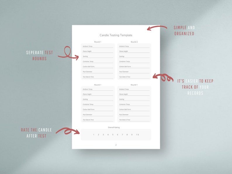 Candle Testing Template Printable Candle Burn Test Log Sheet Etsy