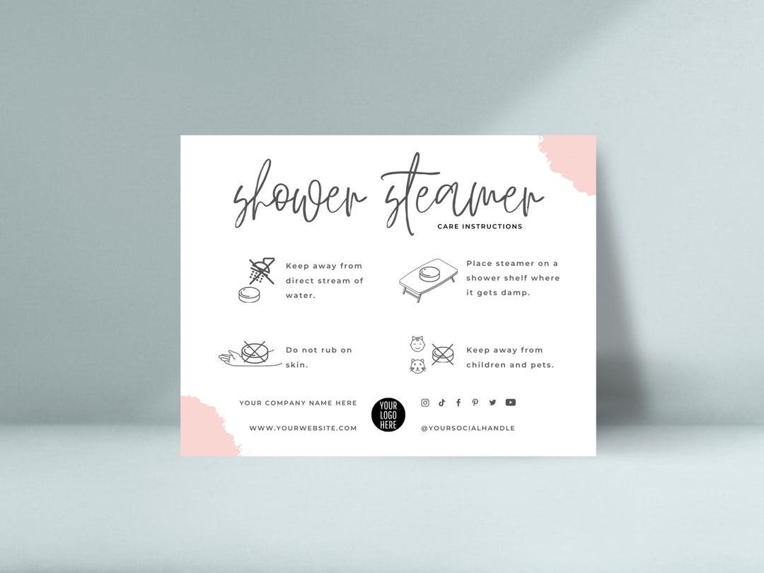 Editable Shower Steamer Care Card Template, Shower Steamer Instructions, Bath Bomb Care