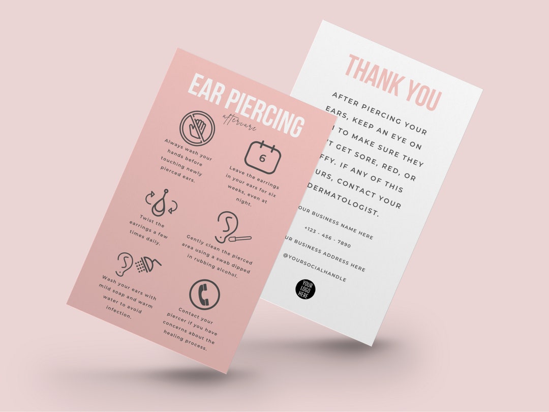 Editable Ear Piercing Aftercare Template, Chic Piercing Guide, Mini