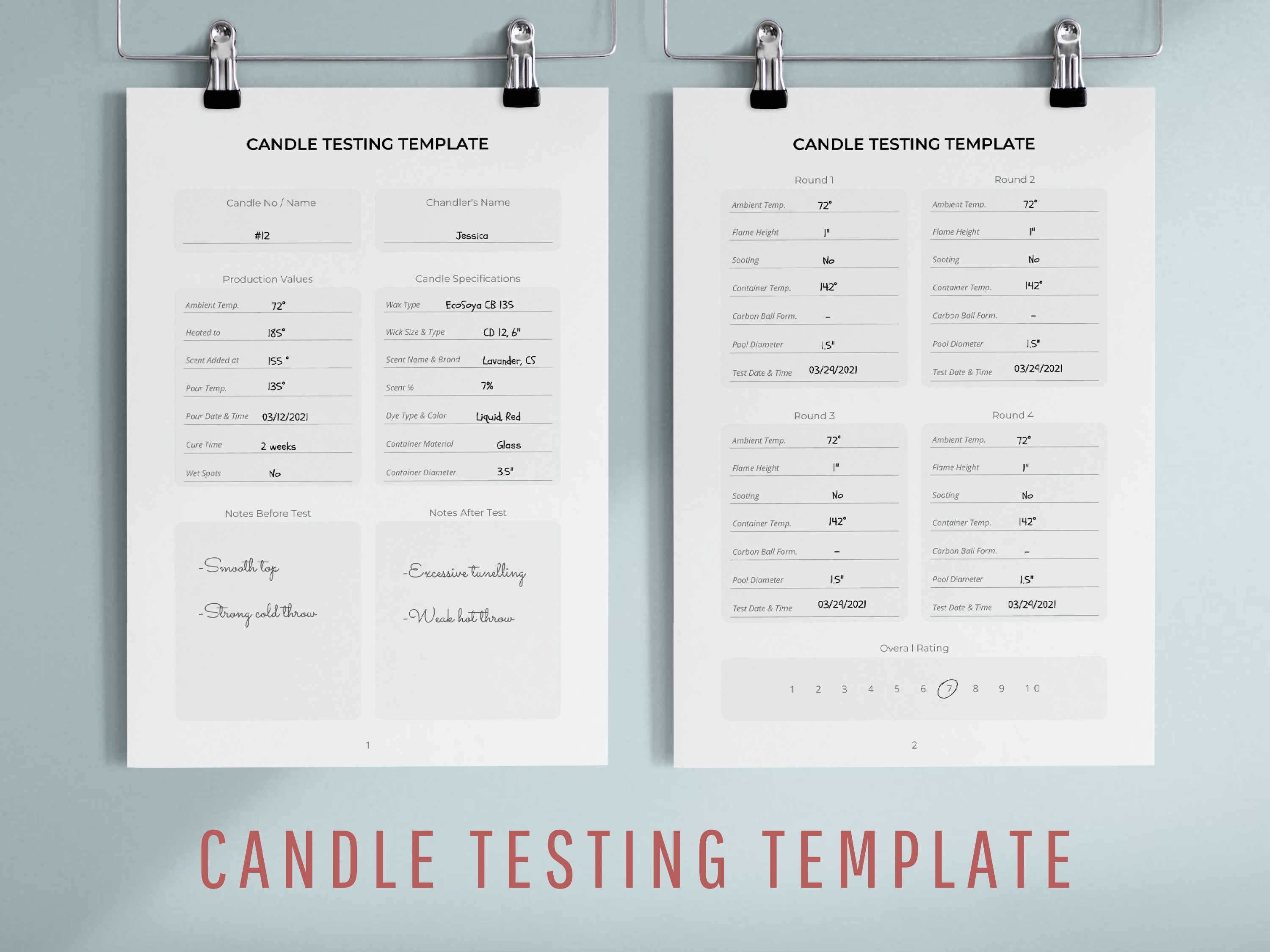 Candle Testing Template Printable Candle Burn Test Log Sheet Etsy Canada