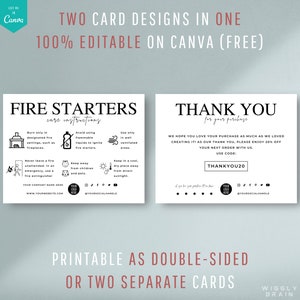 Editable Fire Starters Care Guide Template, Wax Firelighters Care Card ...