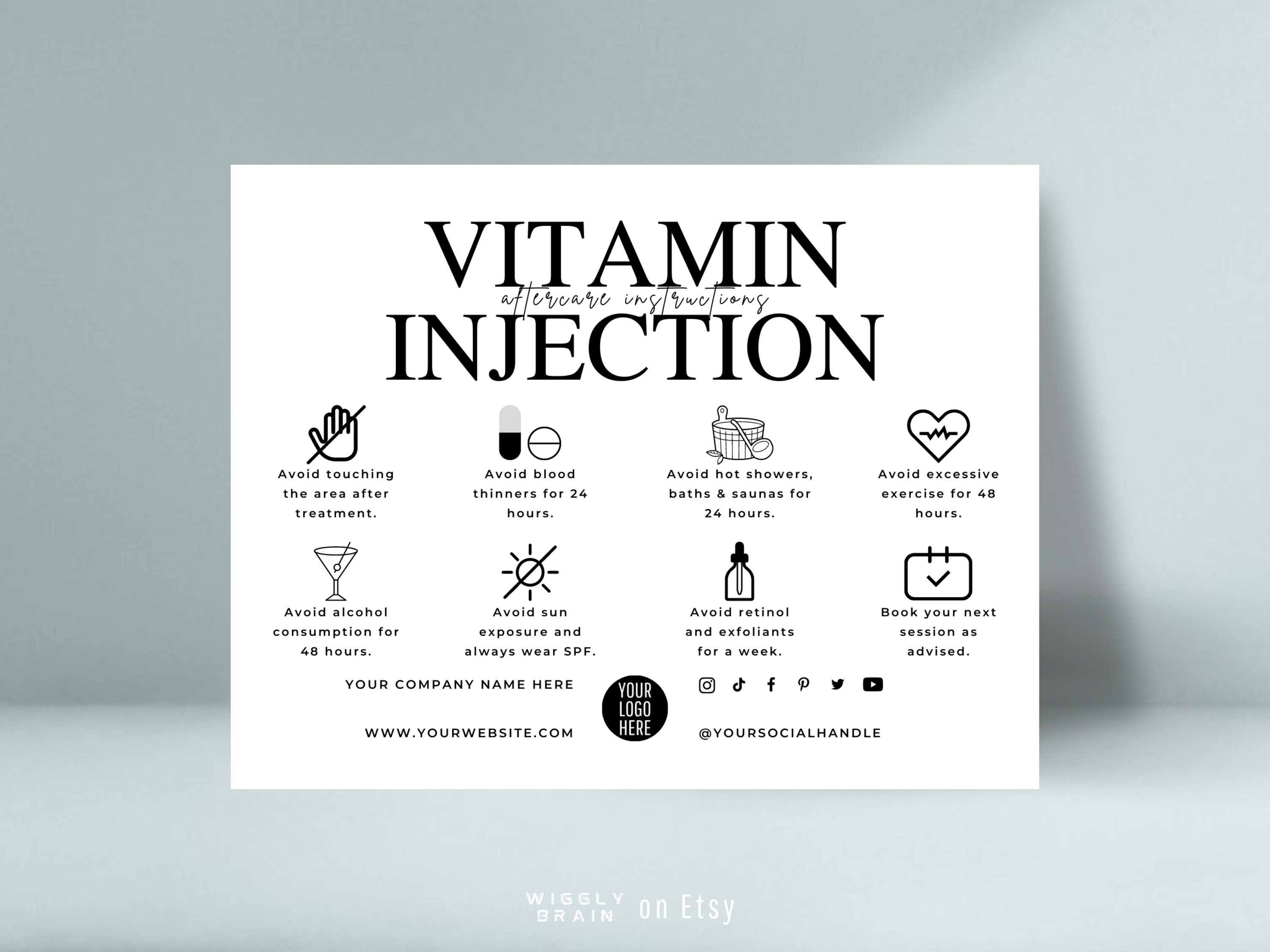 Editable Vitamin Injection Aftercare Template, B12 Injections Post Care  Cards, Intramuscular C D3 Vitamin Shots Treatment Instructions - Etsy Israel