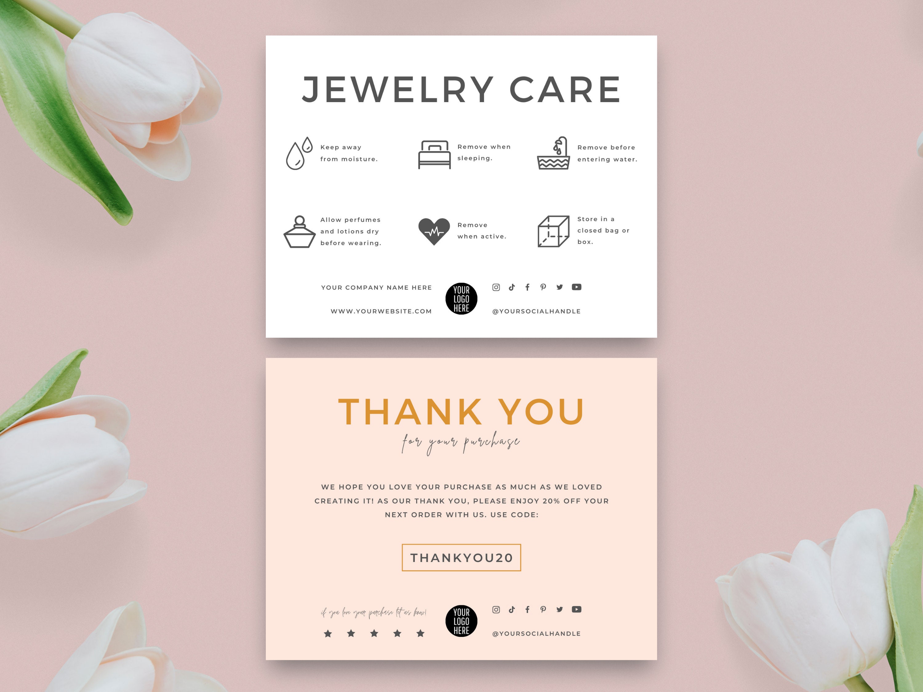 Jewelry Care Card Template Printable Jewellery Care Etsy Finland