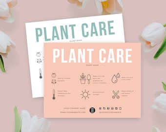 Plant Care Card Template, Succulent Care Cards, Plant Care Tags Inserts, Indoor Plant Care Instructions Printable