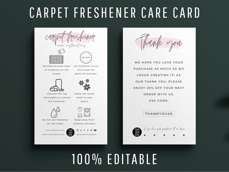 Editable Carpet Freshener Instructions Template Rug Scented Etsy