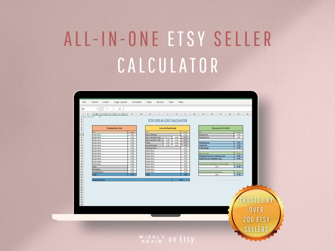 Allinone Etsy Fee Calculator, Small Business Spreadsheet, Etsy Seller