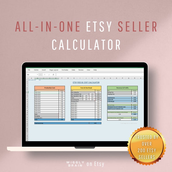 All-in-one Etsy Fee calculator, Small Business Spreadsheet, Etsy Seller Template, Cost & Pricing Calculator Tool