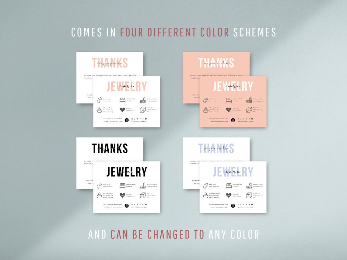 Printable Jewelry Care Card Template Editable Jewellery Care - Etsy