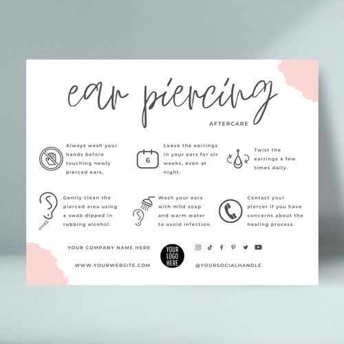 Editable Ear Piercing Aftercare Card Template Printable | lupon.gov.ph