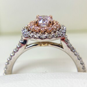 Light Pink Diamond Halo Engagement Ring .83 CTW