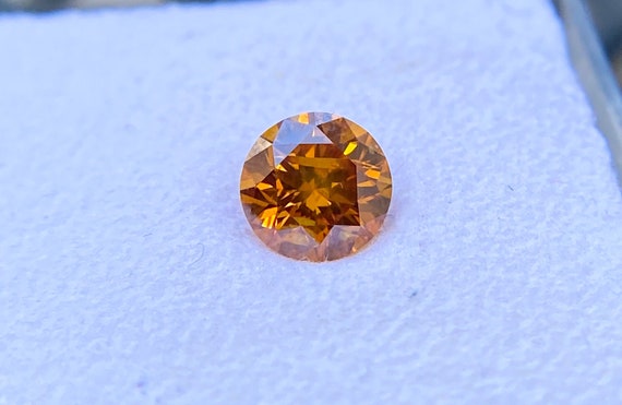Fancy Deep Yellow Orange Round .58 CT - Etsy Israel