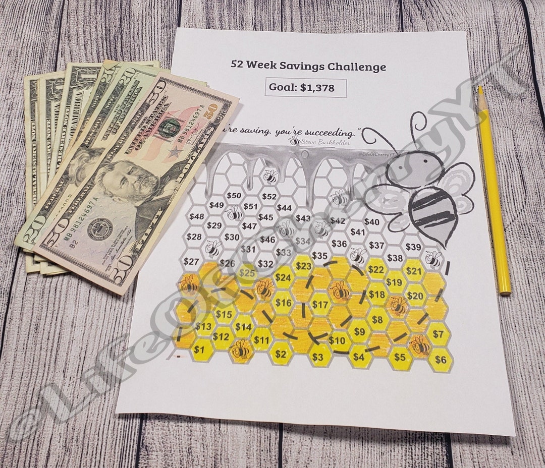 52 Week Savings Challenge Printable | 2021 - Etsy