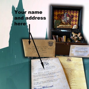 ¡El pequeño baúl de Harry con carta y pociones personalizadas! Regalo hecho a mano, perfecto para coleccionistas de Potter