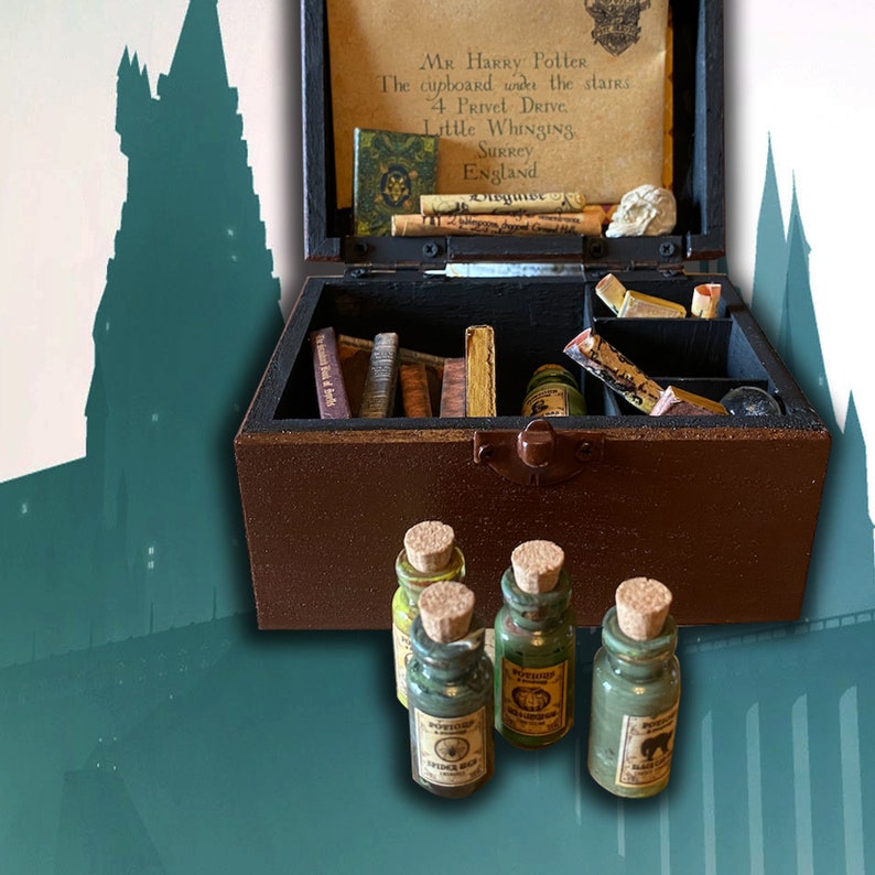 Harry's Little Trunk with personalised letter and potions Handmade gift, perfect for Potter collectors image 3