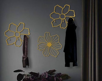 Coat Rack Wall Mount Flowers - Modern Coat Rack, Wall Hooks, Modern Wall Hooks, Coat Rack Wall Mount, Modern Coat Racks, Metal Wall Art