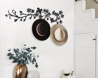 Floral Metal Wall Mount Coat Rack: Modern Nature Decor