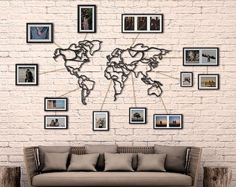 Mappa del mondo in metallo con cornici - Mappa del mondo in metallo Arte della parete, Arte della parete in metallo, Arte della parete, Decorazione della parete, Carte du Monde, Weltkarte , Segno della mappa del mondo