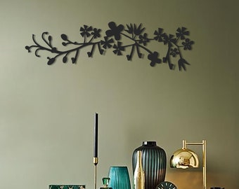 Floral Metal Wall Mount Coat Rack: Modern Nature Decor
