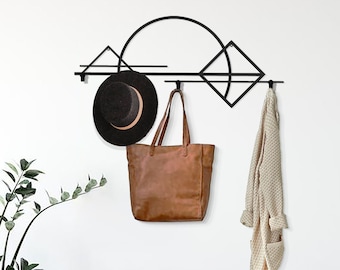 Support mural moderne pour porte-manteau en métal : décoration murale géométrique minimaliste