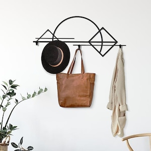 Modern Coat Rack Wall Mount - Minimalist Wall Art, Metal Wall Decor, Housewarming gift, Minimal Wall Hooks, Minimal Coat Rack, Wall Decor
