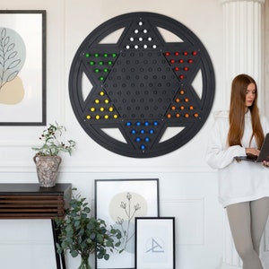 Giant Chinese Checkers Metal Wall Games - R: 40&#39;&#39; - Office Wall Art, Gameroom Wall Game , Christmas Gifts, Play on Wall, Giant Wall Art,