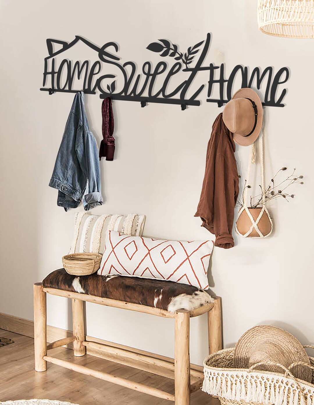 Modern Wall Mounted Coat Rack Home Sweet Home Modern Coat Etsy